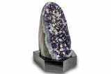 Sparkly Amethyst & Calcite Cluster With Wood Base - Uruguay #275658-2